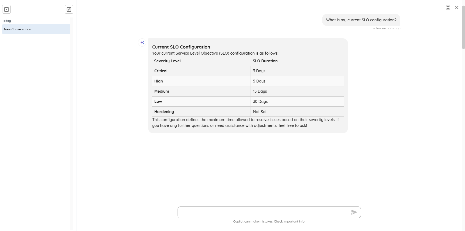 Copilot SLO Configuration