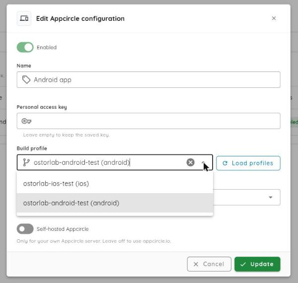 Build profile picker