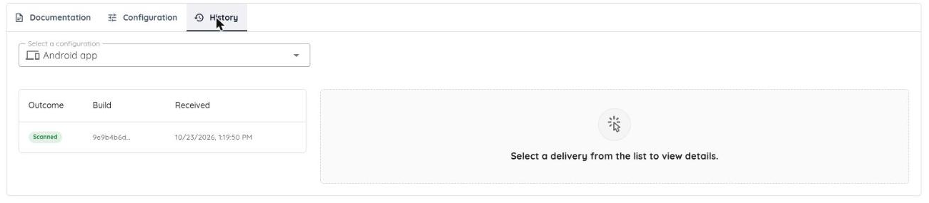 Delivery history