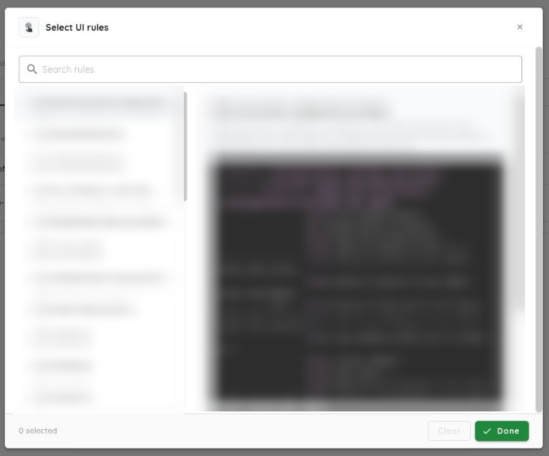 UI rules picker