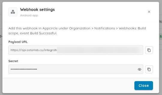 Webhook settings