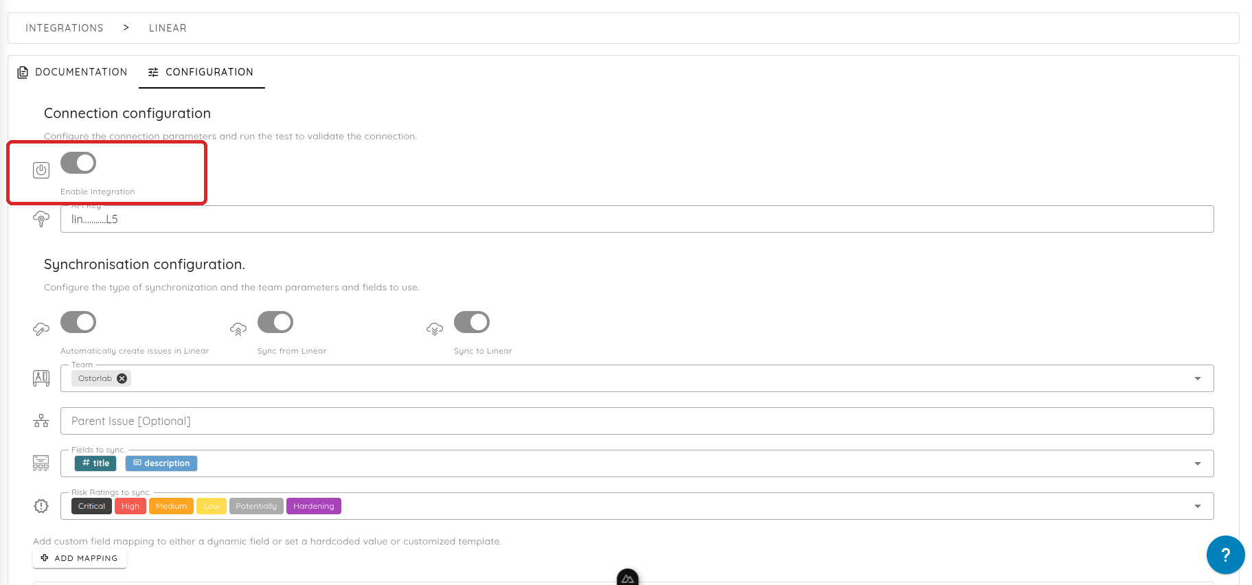 Enable Linear Integration