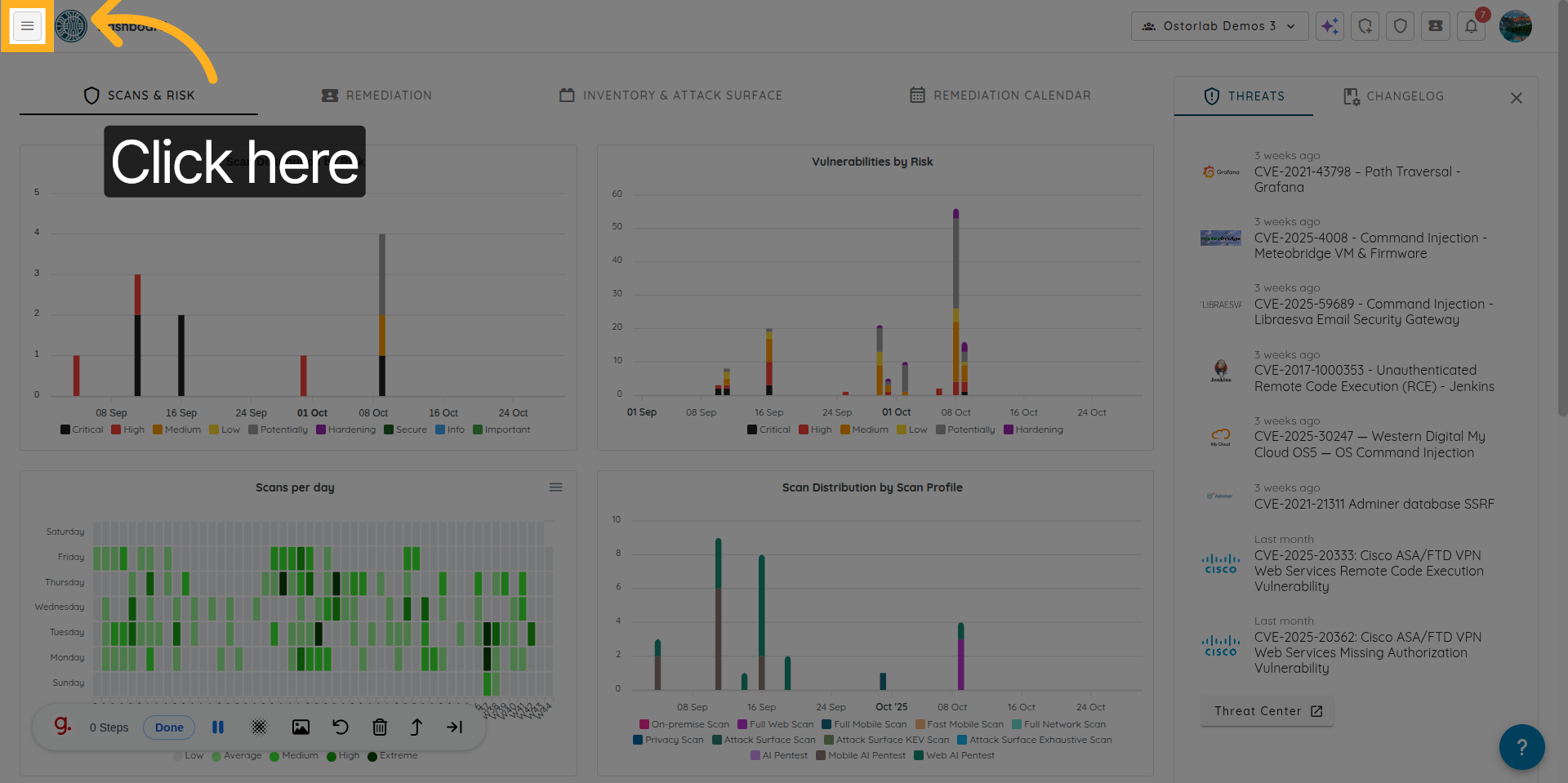 Open Ostorlab Main Menu