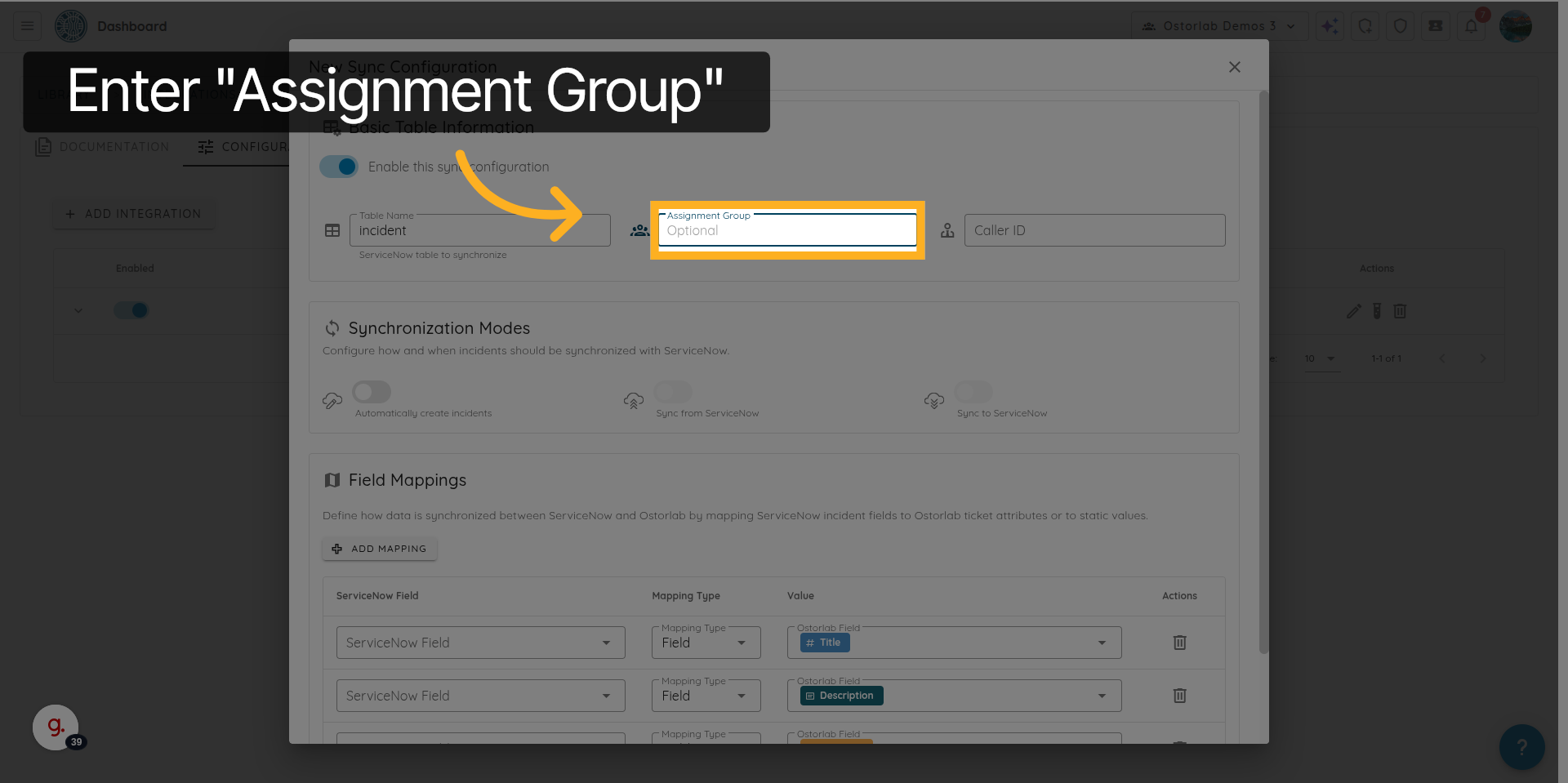 Focus Assignment Group Input