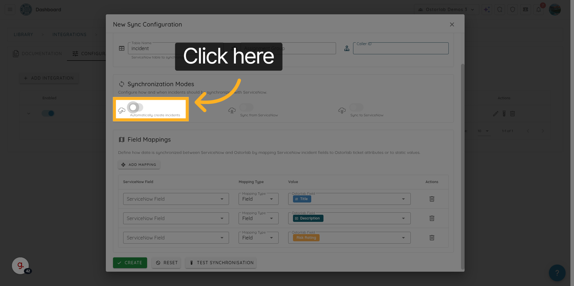 Open Additional Sync Options