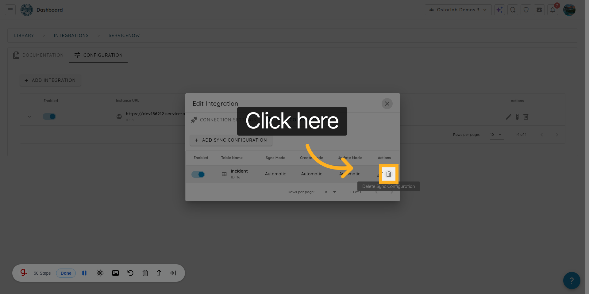 Delete Sync Configuration
