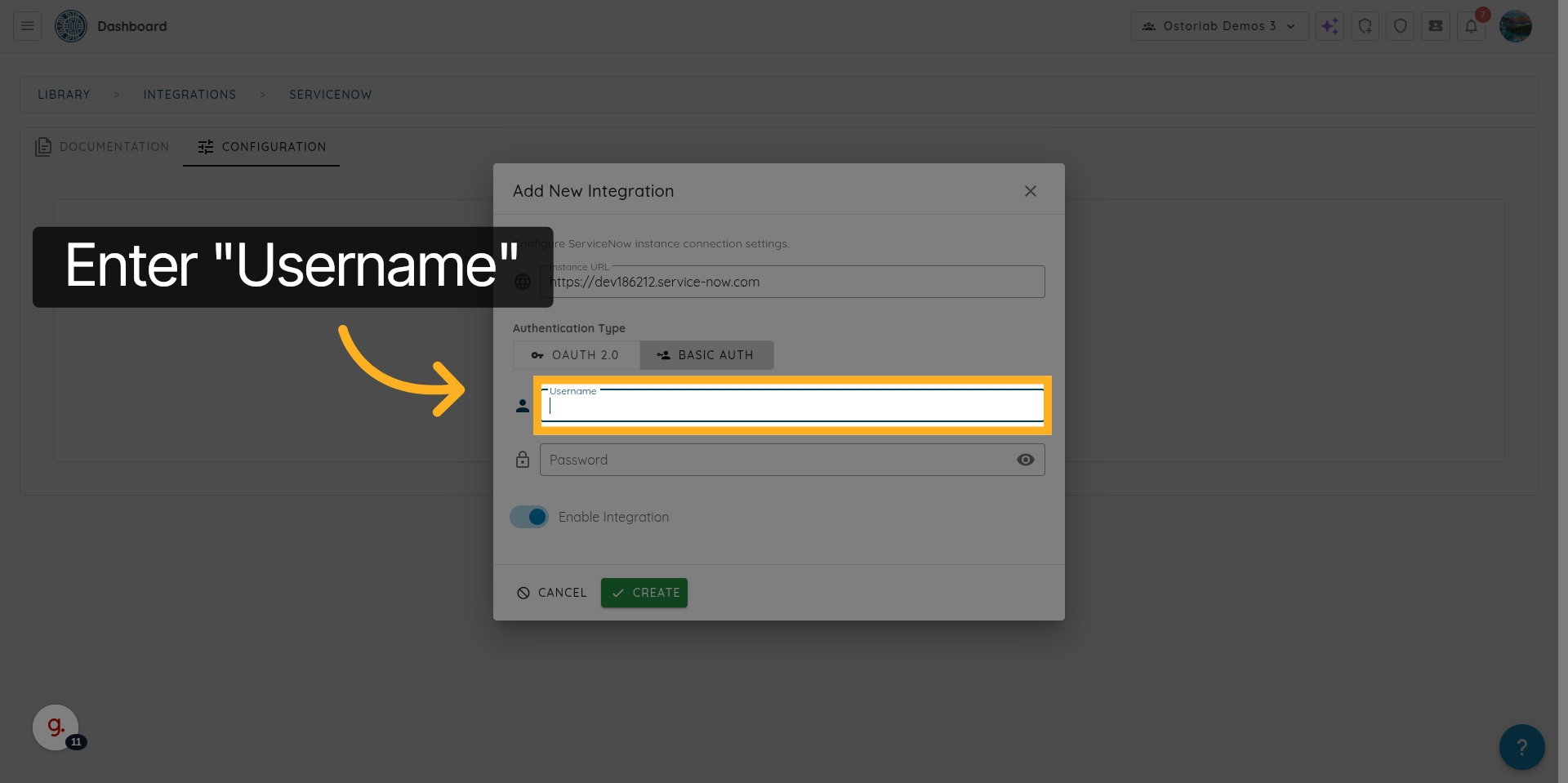 Focus Username Input
