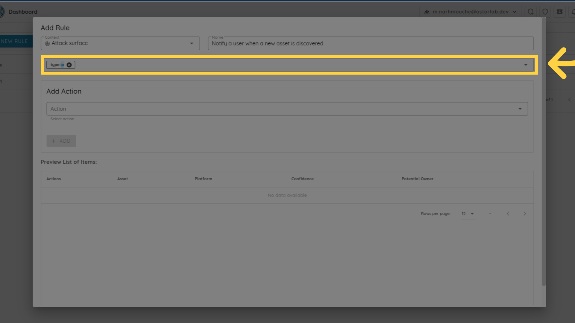 Asset Type Selection