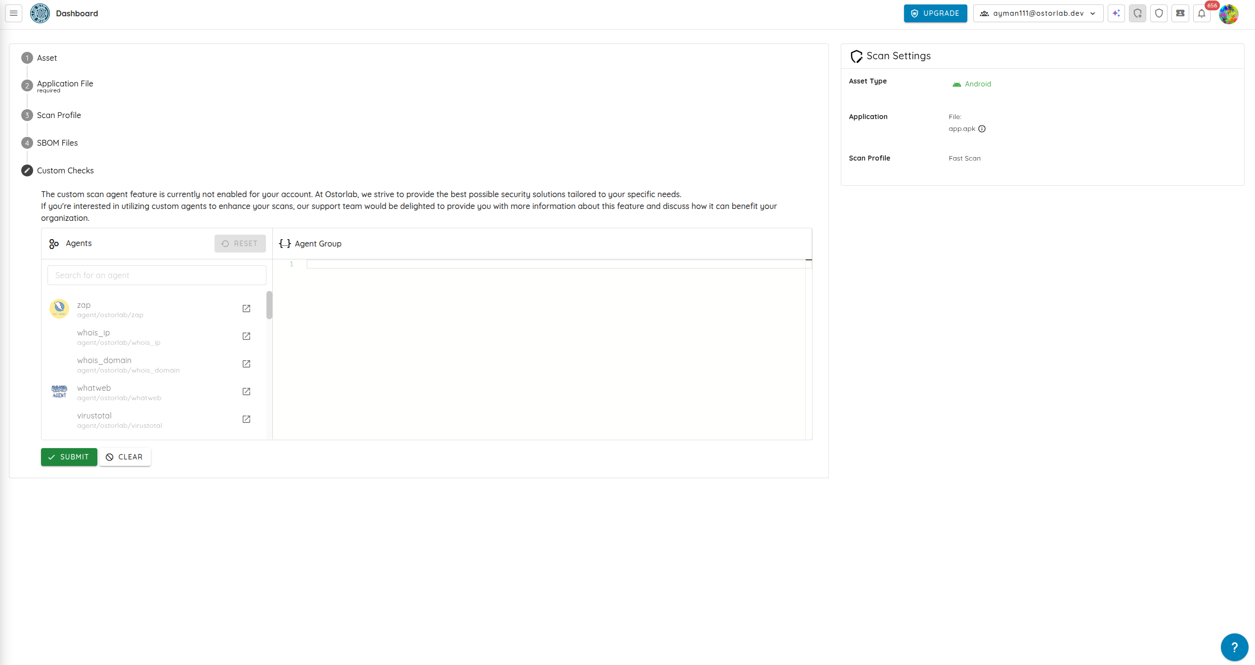 Custom checks configuration section