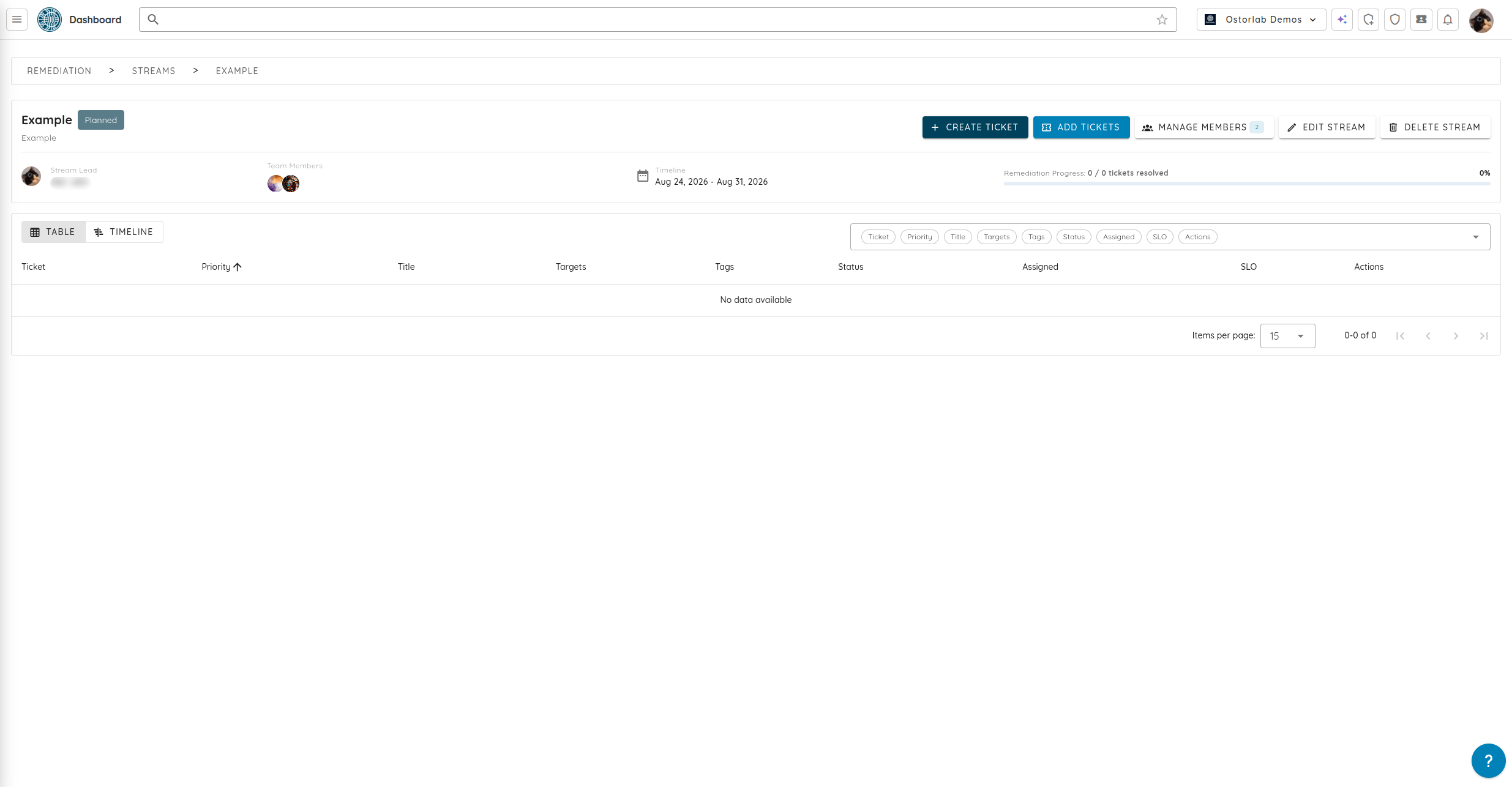 Stream details page