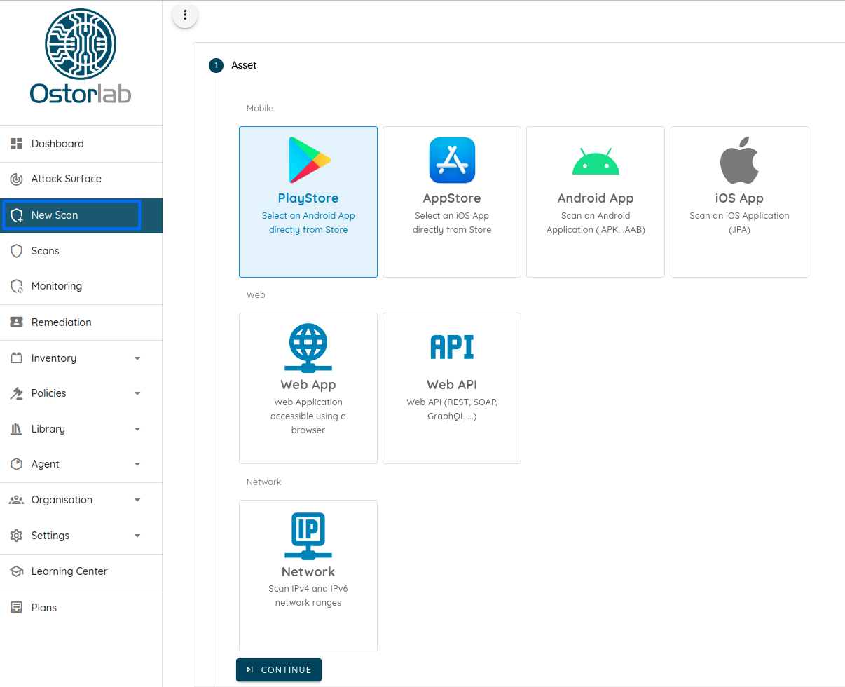 Asset Type Selection