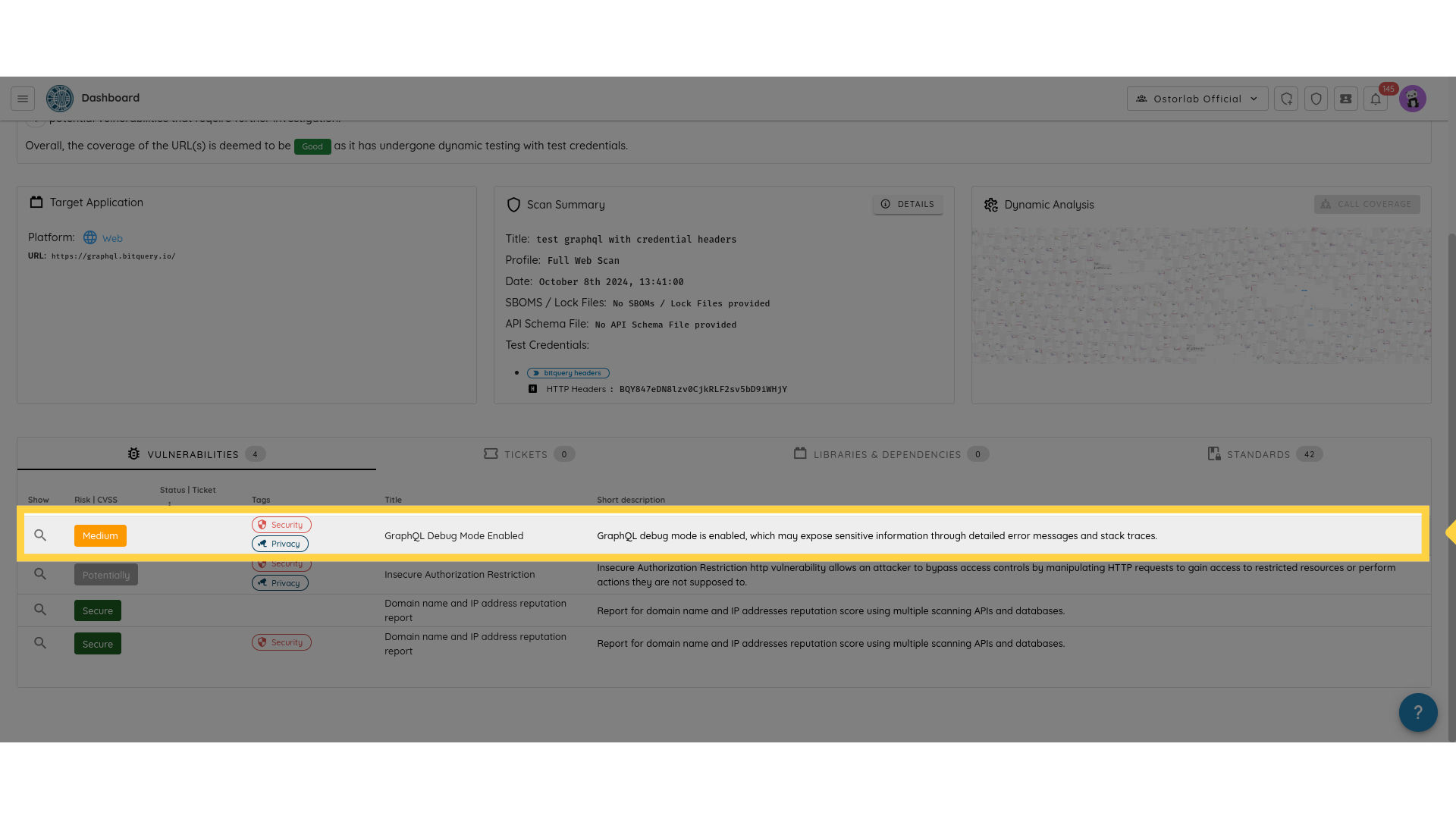 Vulnerabilities Section