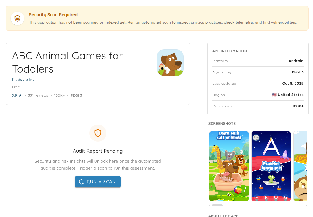 Request App Vetting Scan Form
