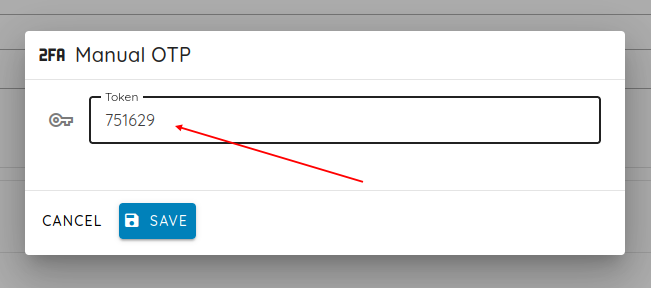 Screenshot: Manual 2FA Setup