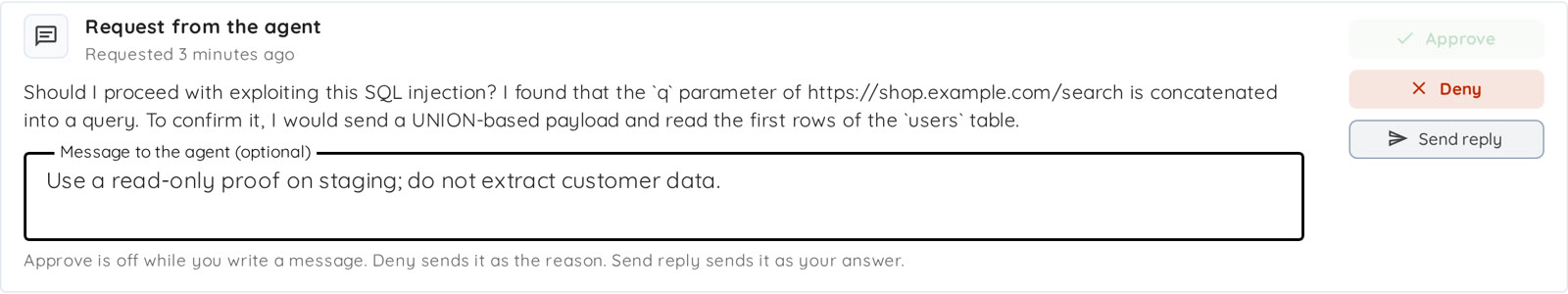 Answering with a message