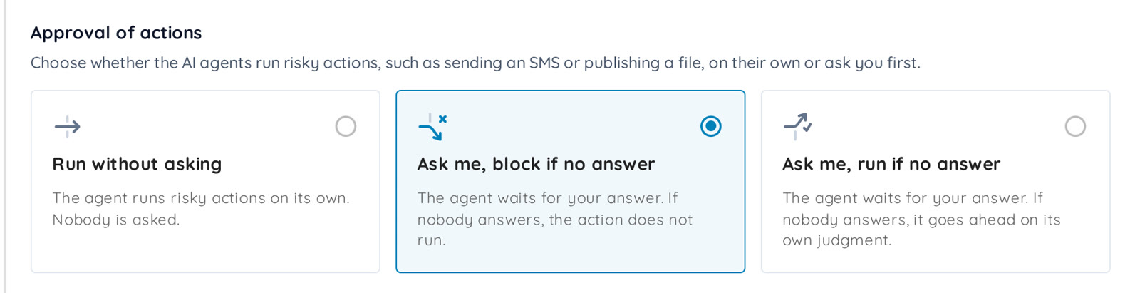 Approval of actions