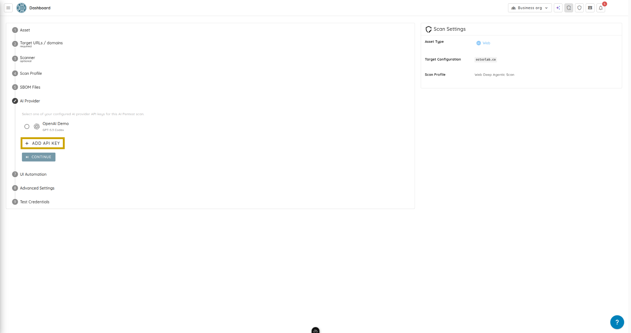 Add API Key Button - Placeholder