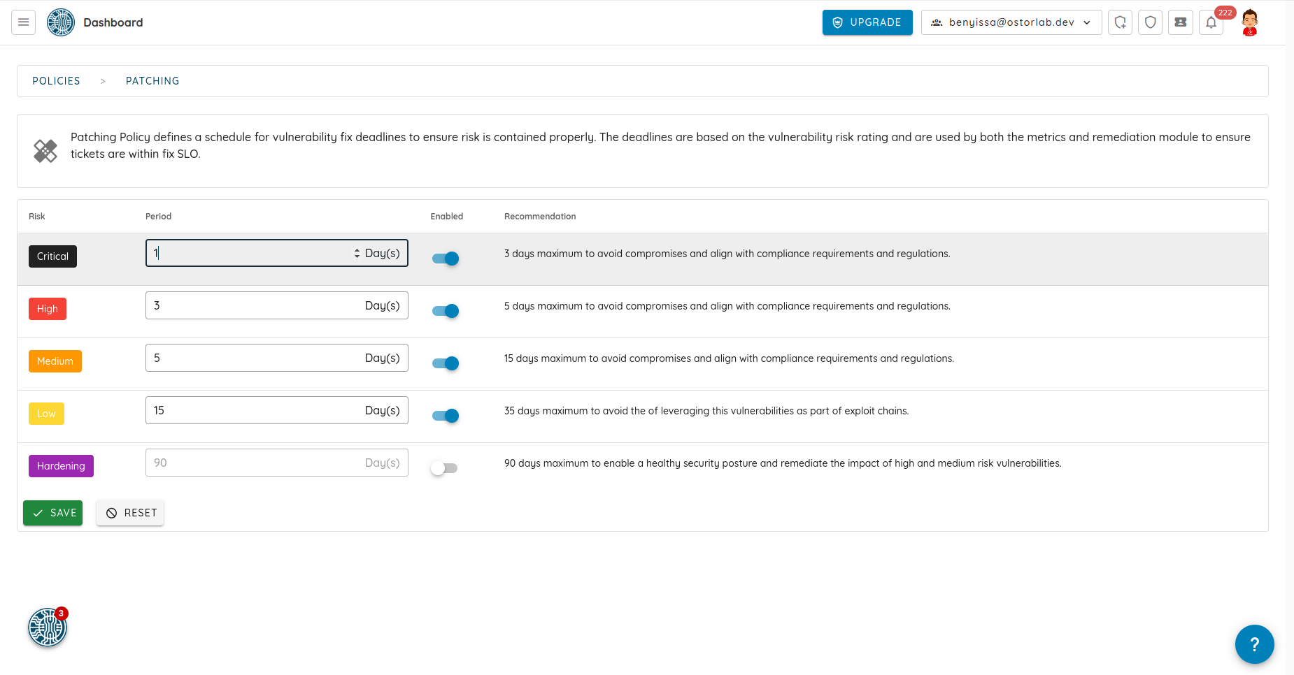 Configure SLO Period