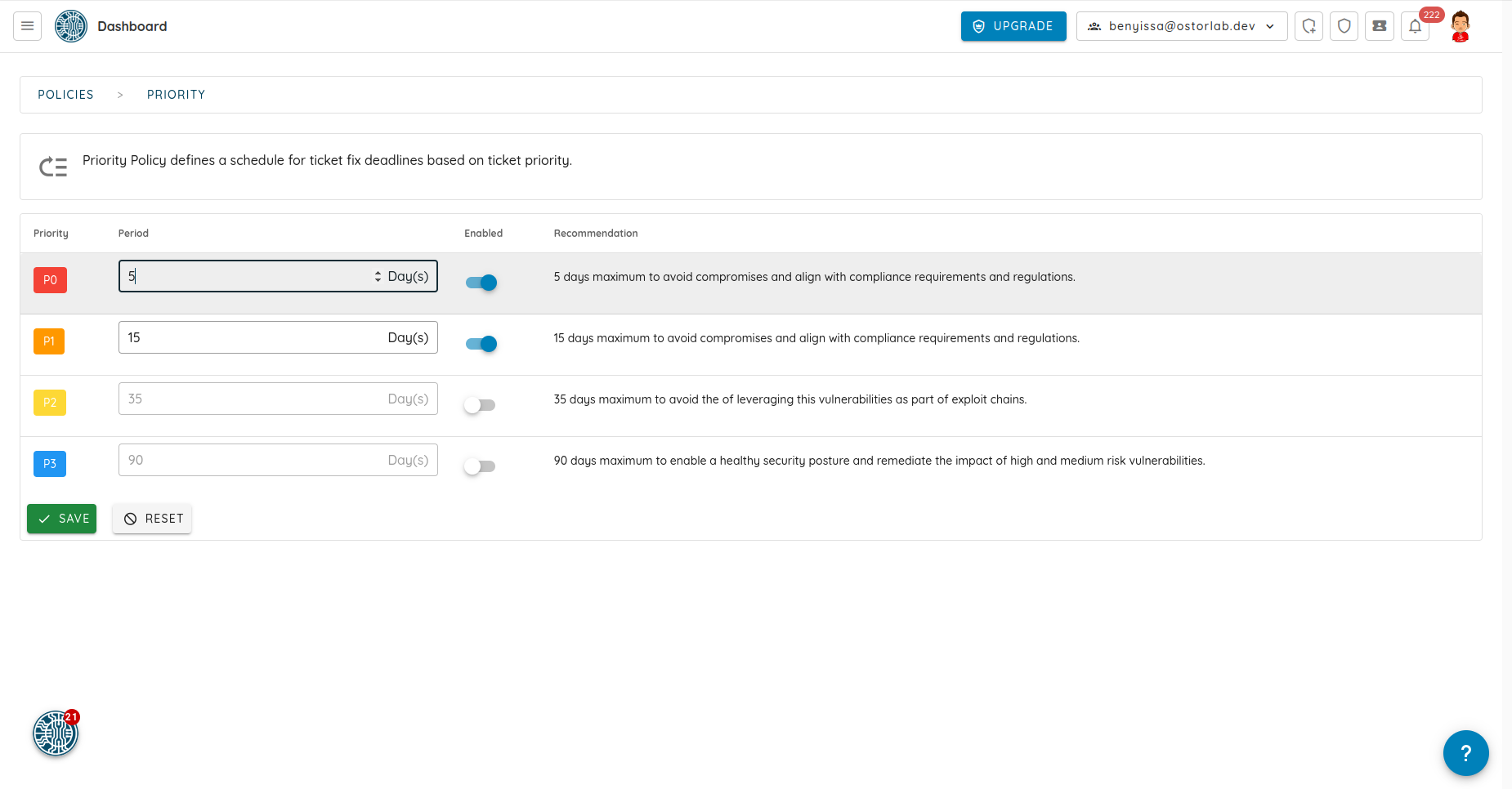 Configure SLO Priority