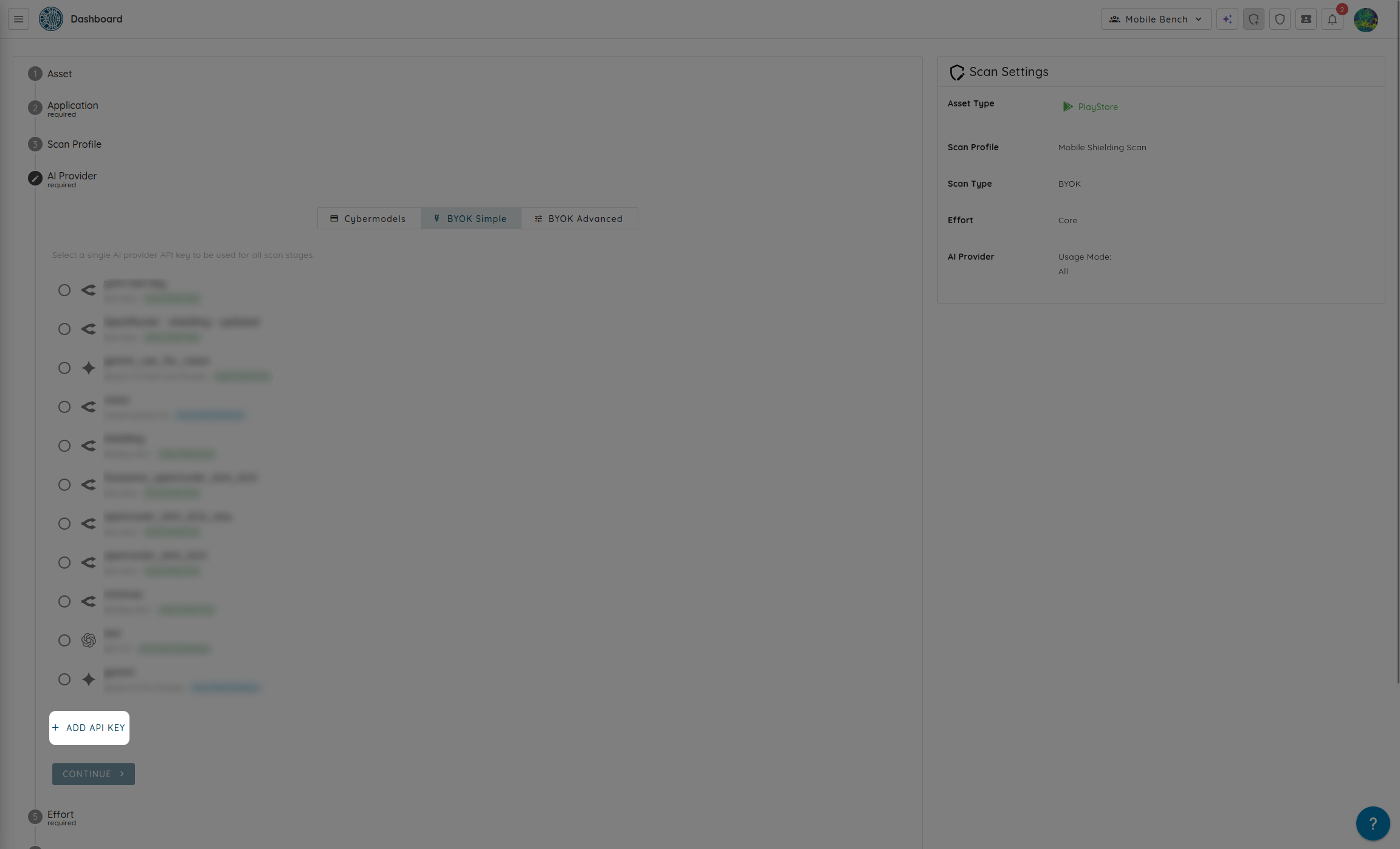 Select BYOK as the AI provider