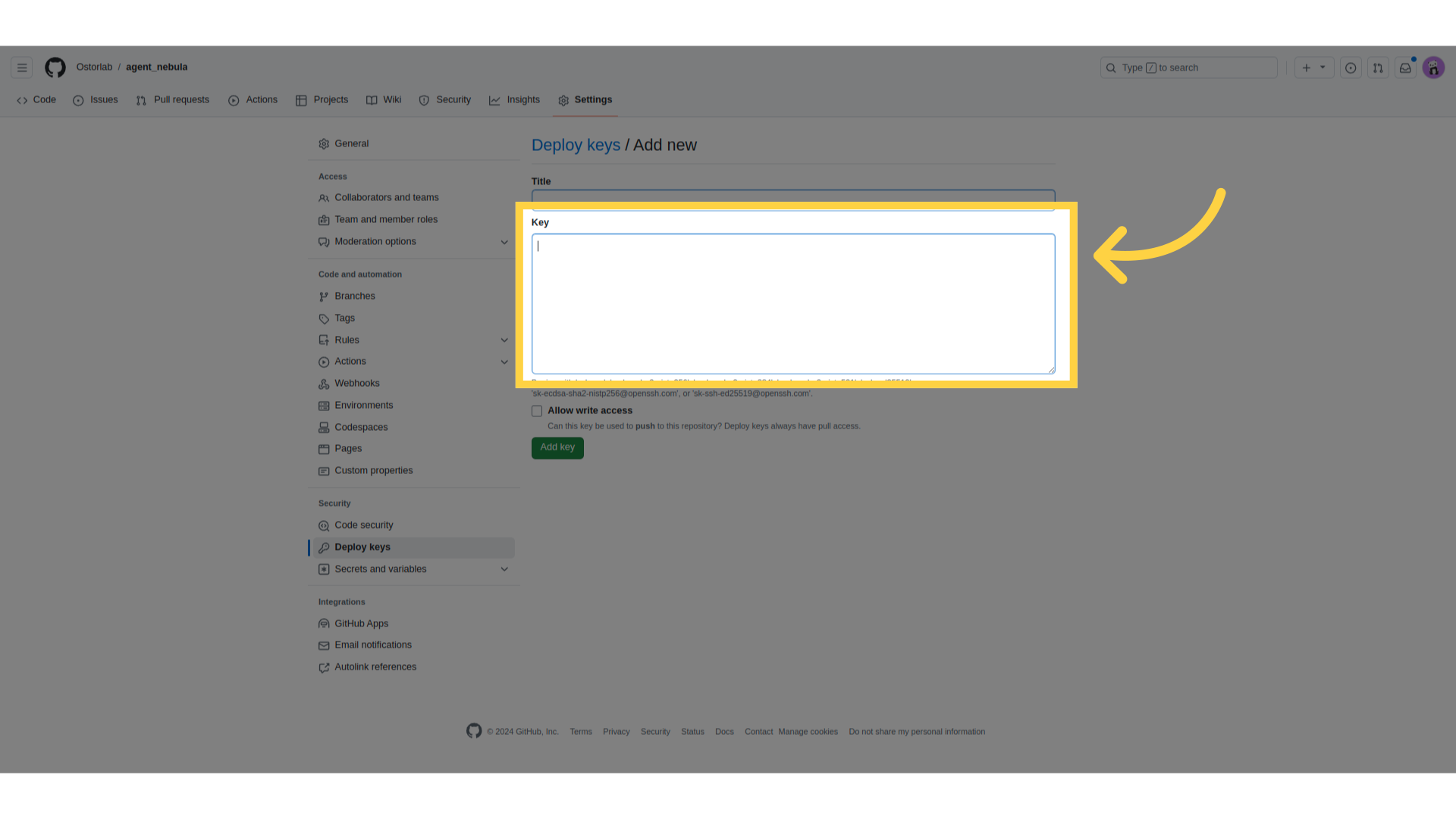 Paste Public Key