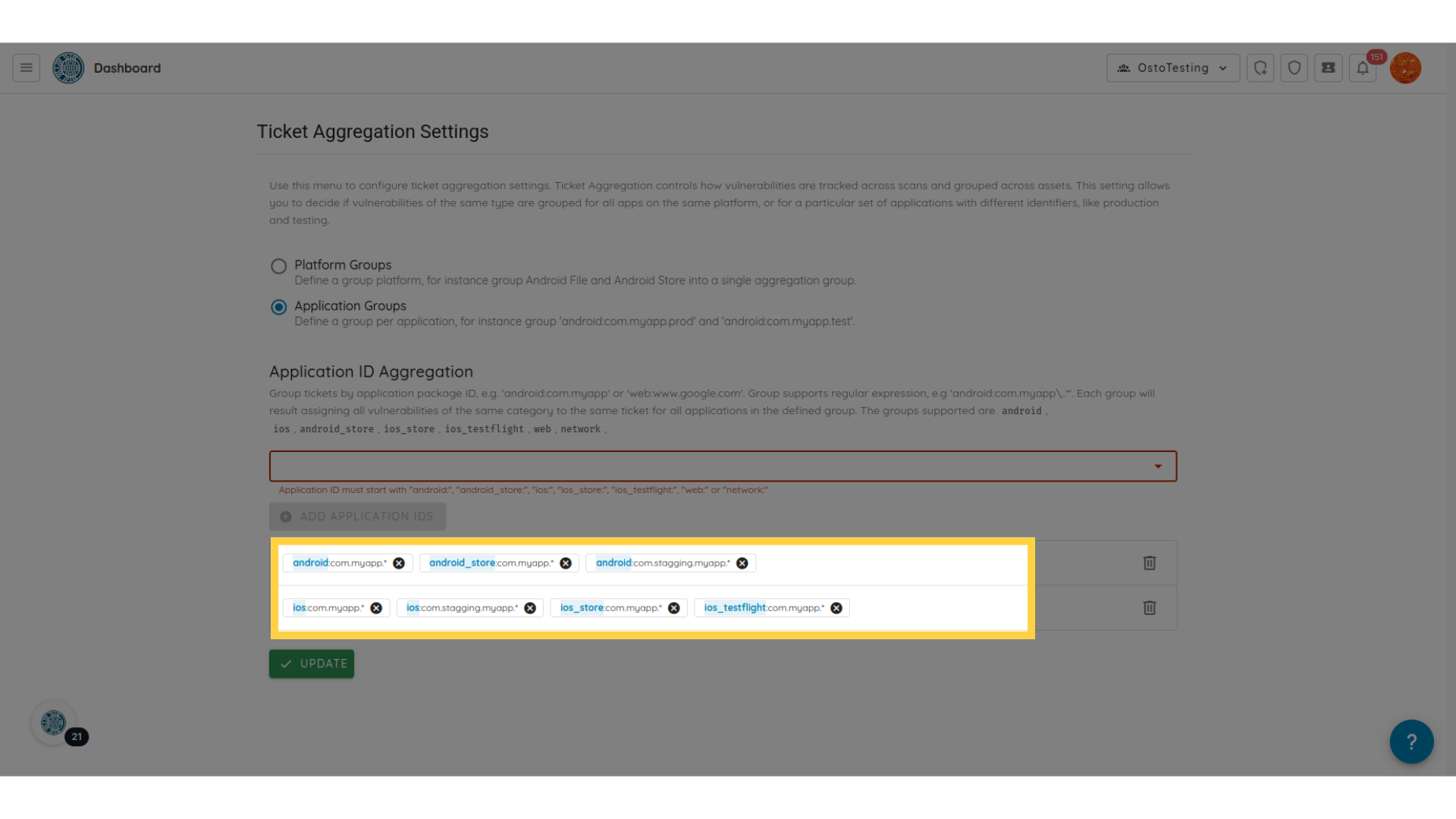 Validate the ticket grouping