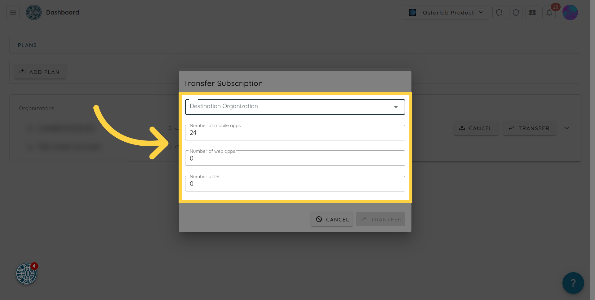 Select Destination Organisation