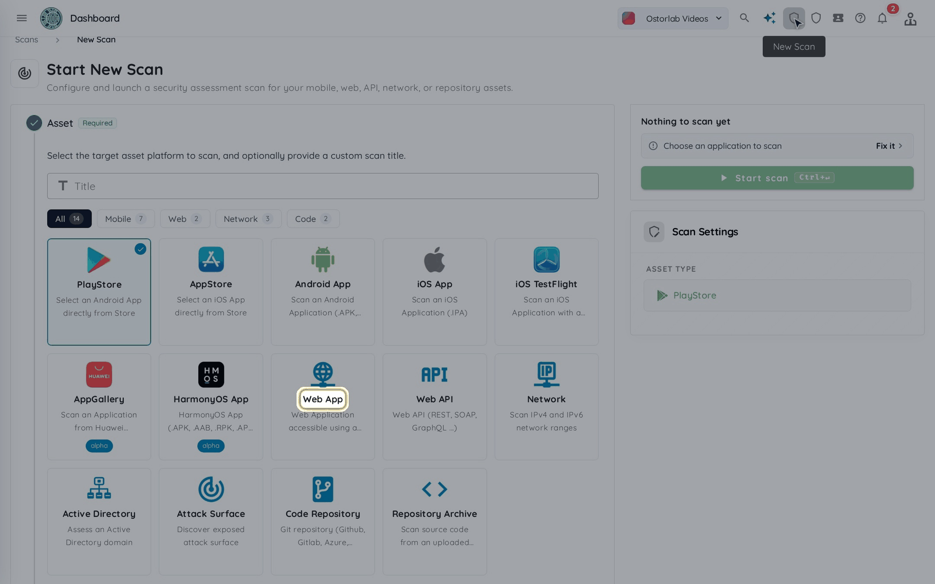 Web App asset type