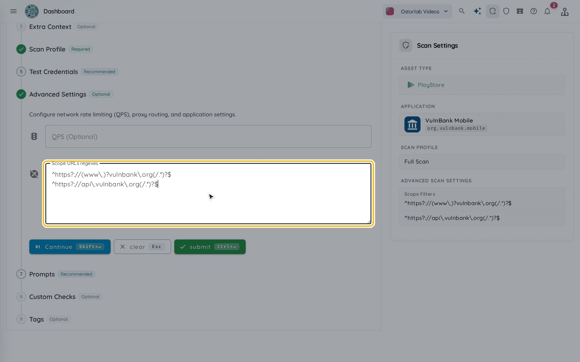 Provide the domains to whitelist
