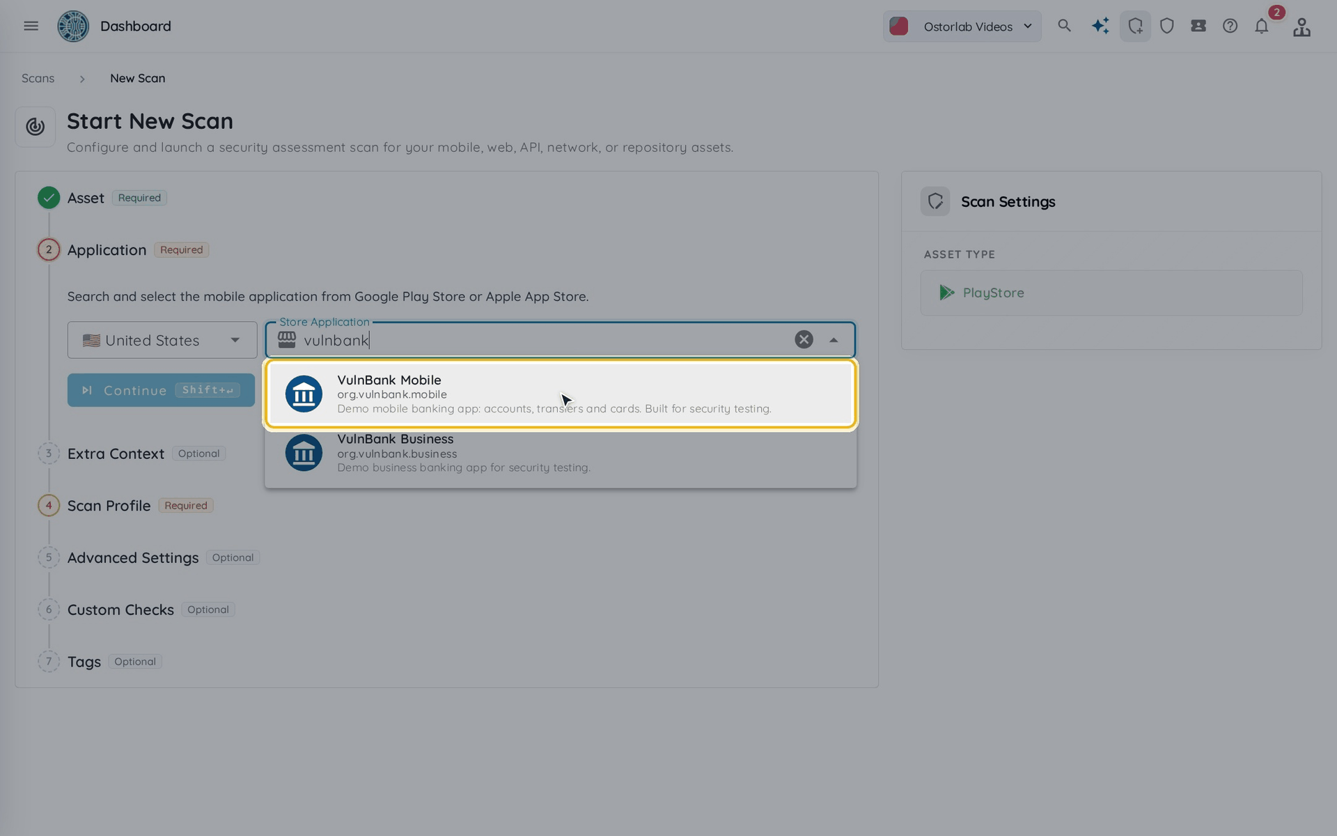 Select the application