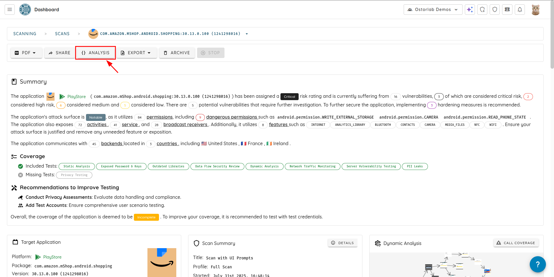 Scan Page Analysis Button