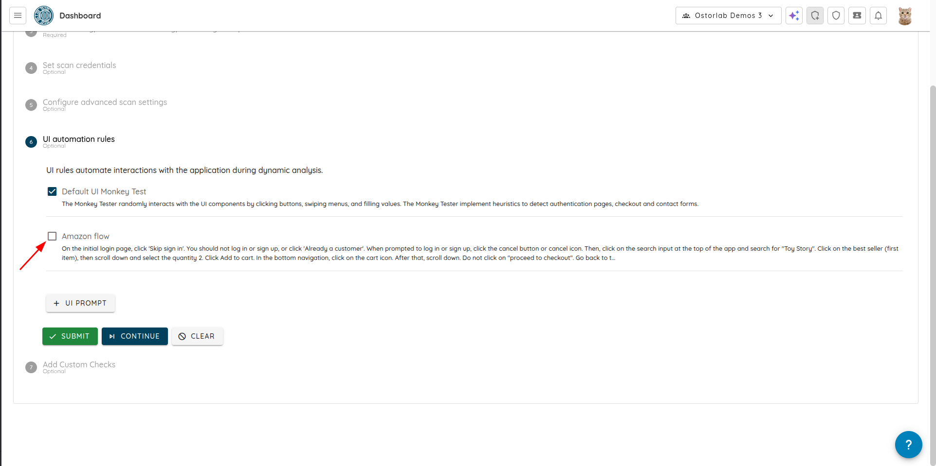 Existing UI Automation Rules Selection