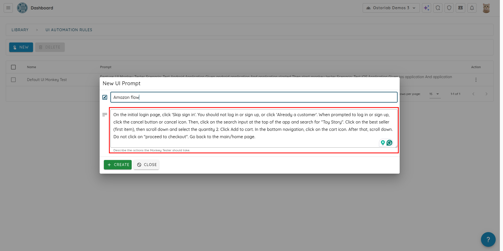 UI Prompt Input Field