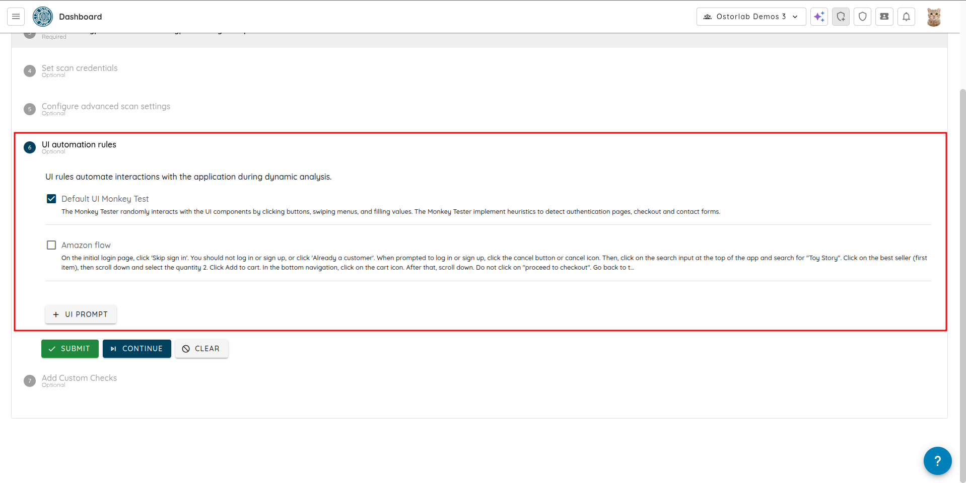 UI Automation Rules Selection Step